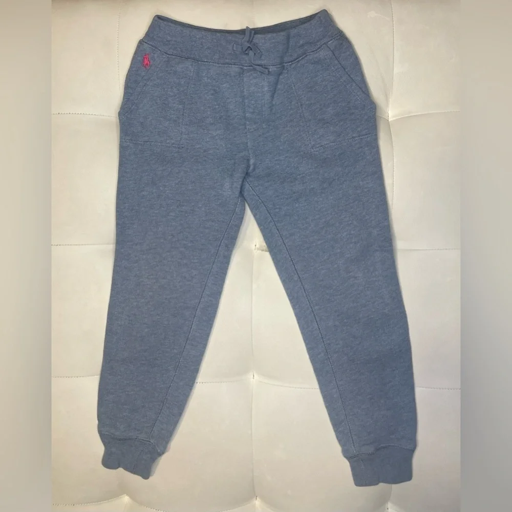 Ralph Lauren Blue Joggers with Pink Logo